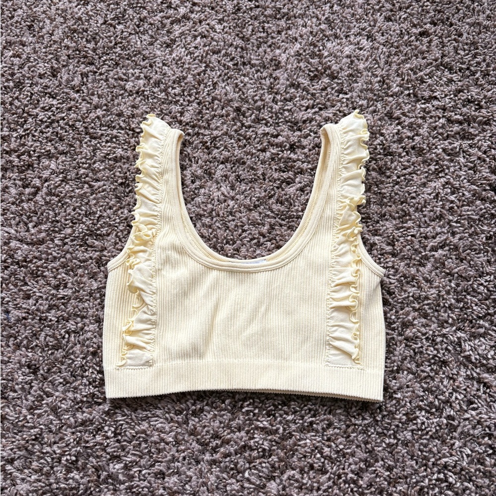 Yellow Zara Ruffle Crop Top